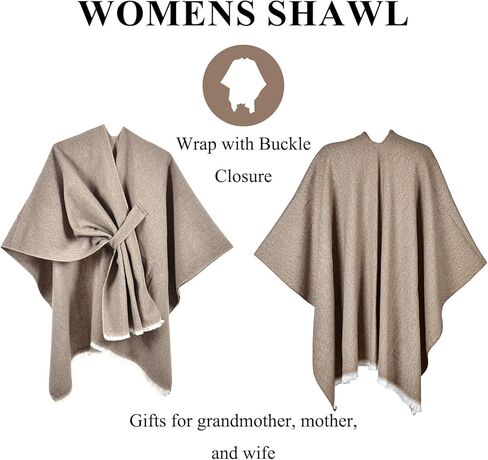 QUIRAI Shawl Wraps for Women, Elegant Pashmina Wraps for Mothers Day Gifts, Open Front Poncho for Spring Fall Winter in Saudi Arabia