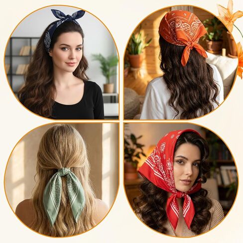 10 Pcs 27.5 x 27.5 Inch Square Satin Head Scarves Women Silk Bandana Hair Scarves Hair Wrap Neck Scarf for Sleeping in Kuwait