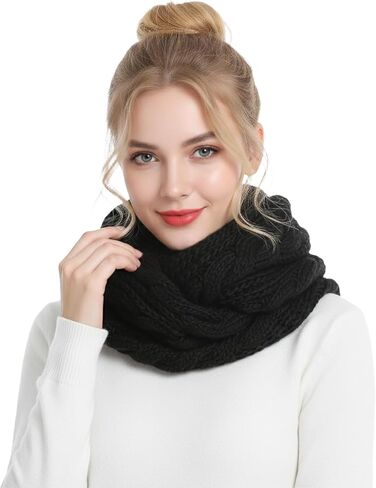 Barelove Winter Women Thick Cable Knit Loop Scarf in Kuwait