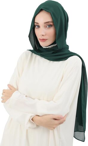 وشاح رأس شال شيفون فوري من عائشة للنساء مع غطاء عمامة شيفون من القطن in Kuwait