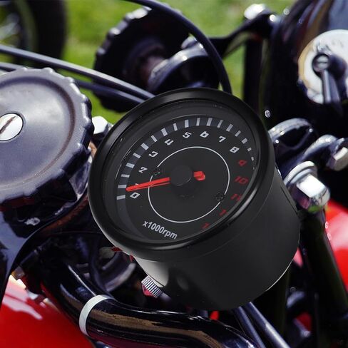 Veemoon LED Tachometer Motorcycle Speedometer 13000 Per Minute Universal Gauge with Red and Blue LED Backlight for Single-Cylinder Bikes Night Riding in Kuwait