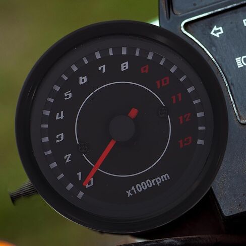 Veemoon LED Tachometer Motorcycle Speedometer 13000 Per Minute Universal Gauge with Red and Blue LED Backlight for Single-Cylinder Bikes Night Riding in Kuwait
