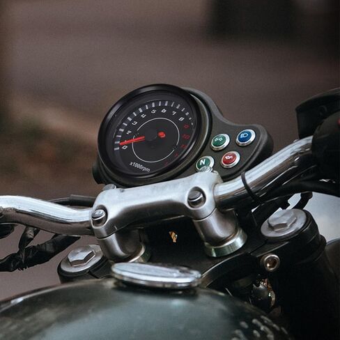 Veemoon LED Tachometer Motorcycle Speedometer 13000 Per Minute Universal Gauge with Red and Blue LED Backlight for Single-Cylinder Bikes Night Riding in Kuwait