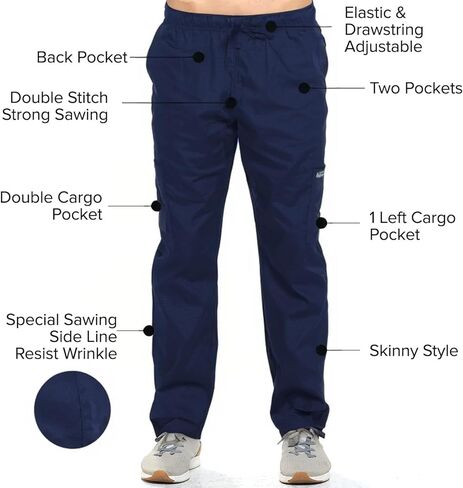 Dagacci Medical Uniform® Bundle Scrub Set (Navy Blue Size MediumTop & Pants) + Matching Surgical Hat – Complete Medical Uniform Kit in Kuwait