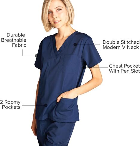Dagacci Medical Uniform® Bundle Scrub Set (Navy Blue Size MediumTop & Pants) + Matching Surgical Hat – Complete Medical Uniform Kit in Kuwait