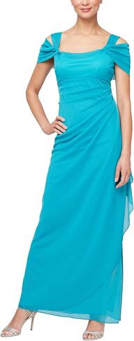Alex Evenings Women's Long Cold Shoulder Dress, Mother of The Bride in Saudi Arabia