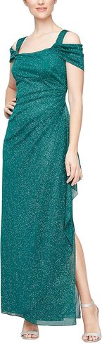 Alex Evenings Women's Long Cold Shoulder Dress, Mother of The Bride in Saudi Arabia