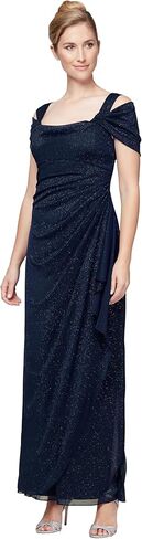 Alex Evenings Women's Long Cold Shoulder Dress, Mother of The Bride in Saudi Arabia