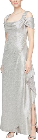 Alex Evenings Women's Long Cold Shoulder Dress, Mother of The Bride in Saudi Arabia