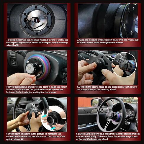 14 Inch D Shape Racing Steering Wheel – 350mm Black Microfiber Leather, Chrome-Plated Aluminum Alloy Spokes, 6 Bolt Deep Dish, Fit for Cars, for Racing Car for Classic Car in Kuwait