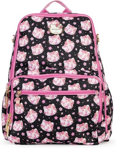 JuJuBe x Hello Kitty Cherry Blossoms Zealous Backpack Diaper Bag, Purses for Women, Includes Changing Pad, Essentials for Mom, Newborn & Baby, Adjustable Padded Straps, Machine Washable in Saudi Arabia
