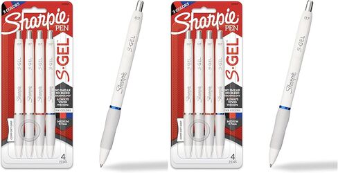 Sharpie S-Gel Pens, Fashion Barrel Gel Ink Pens, Pearl White Body, Medium Point Pens (0.7Mm), Writing Pens, Coloring Pens, Gel Pens For Journaling, Bold Jewel Color Assortment, 4 Count in Kuwait