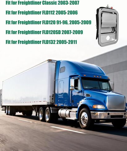 Front Driver Side Exterior Door Handle Fit for Freightliner Classic FLD112 FLD120 FLD120SD FLD132, Replace 760-5205 A1835381000 S-18815 HLK1057,Chrome in Saudi Arabia