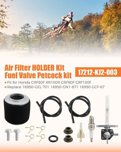 Air Filter Holder Kit, Fuel Valve Petcock kit 17212-KJ2-003 Fit for Honda CRF80F XR100R XR80R CRF100F Replace 16950-GEL-701 16950-GN1-871 16950-GCF-67 in Saudi Arabia