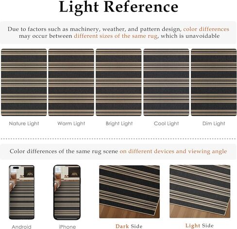 سجاد منطقة الجوت مخطط سهل 5 × 7 أسود قابل للغسل في الهواء الطلق سجادة فناء لغرفة المعيشة سجادة داخلية وخارجية غير قابلة للانزلاق مكتب مزرعة محايدة للفناء الخلفي والشرفة وغرفة النوم وغرفة الطعام in Kuwait