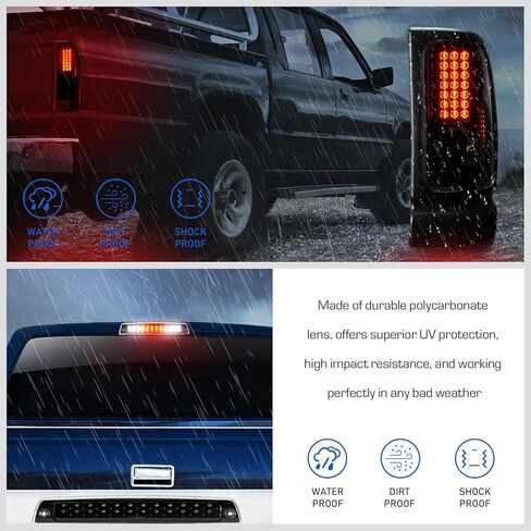 LED Tail Light + 3rd Brake Light Kit for Dodge Ram 1500 1994-2001, for Dodge Ram 2500 3500 1994-2002, Rear Brake Cargo Lamp Taillight Assembly, Black Housing Clear Lens in Saudi Arabia