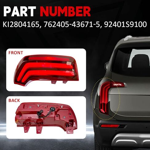 Rear Left Driver Side Tail Light Assy LED Fit for Kia Telluride 2020 2021 2022 EX SX Sport 3.8L V6 KI2804165 762405-43671-5 92401S9100 in Kuwait