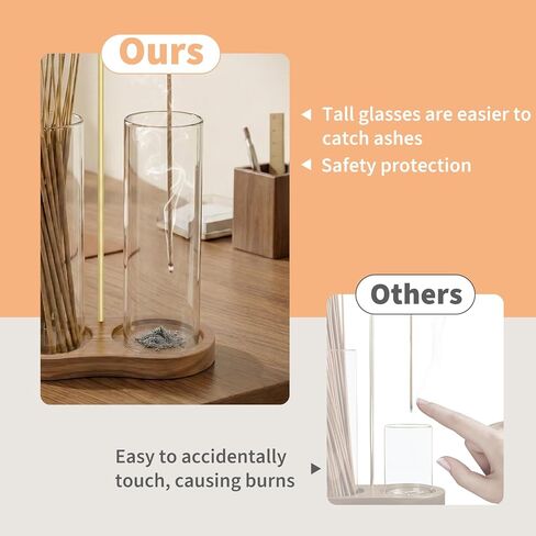 Glass Incense Holder, 2 in 1 Incense Burner Holder with Storage, Hanging Upside Down Incense Sticks Holder with Glass Ash Catcher for Meditation Yoga Spa Room Decor in Saudi Arabia