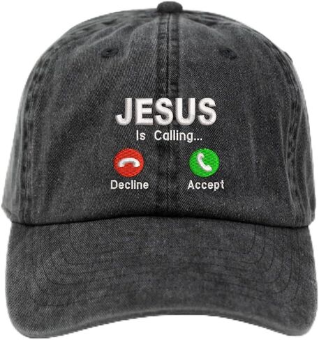 Jesus is Calling Embroidered Cap, Embroidered Baseball Cap for Women Men Vintage, Hat Gifts for His Her, Cap Gifts for His Her Black in Saudi Arabia