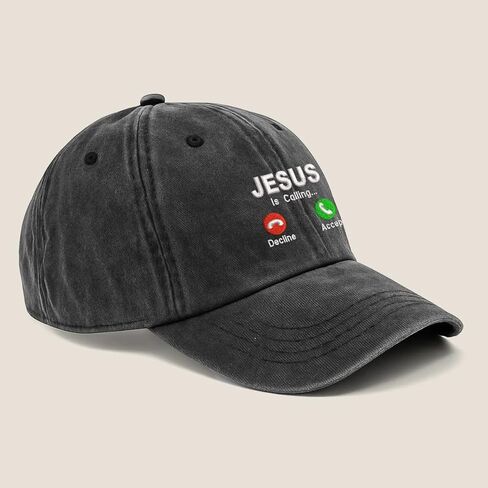 Jesus is Calling Embroidered Cap, Embroidered Baseball Cap for Women Men Vintage, Hat Gifts for His Her, Cap Gifts for His Her Black in Saudi Arabia