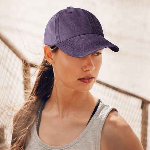 Ponytail Baseball Cap for Women - Washed Vintage High Bun Pony Embroidered Adjustable Baseball Caps with Ponytail Hole in Saudi Arabia