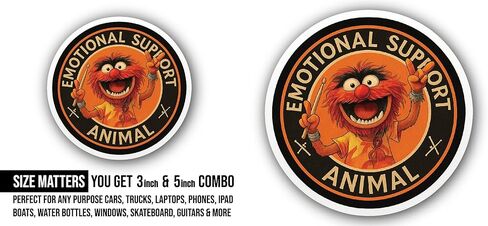 2 (Pieces) 3" and 5" Muppets Emotional Support Sticker, Waterproof Vinyl Decals for Many Purpose Like Cars, Trucks, Laptops, Phones, Windows and More in Saudi Arabia