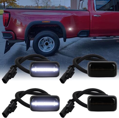 Dually Fender LED Side Marker Lights for 2015-2025 Chevy Silverado GMC Sierra 2500HD 3500HD Truck Amber & Red Dual Rear Wheel Bed Marker Lamps Smoked Len 4PCS in Kuwait