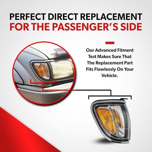 Turn Signal Light Fits 2001 2002 2003 2004 Toyota Tacoma - Passenger Side - Parking Light Corner Light Side Marker Light Assembly - With Chrome Color Trim - Includes Bulb, Lens, Housing in Saudi Arabia