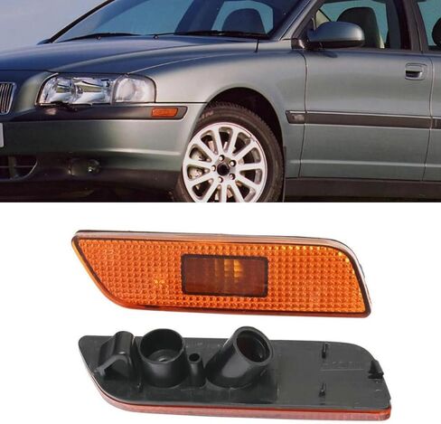 Pair For Volvo S80 Front Bumper Reflector Side Maker Light Amber Side Marker Light Assembly 1999 2000 2001 2002 2003 2004 2005 2006 9188263,9188264 in Kuwait