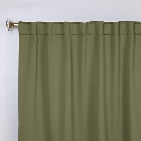 Superior Blackout Curtains, Room Darkening, Bedroom, Drapes, Kitchen, Living Room Window Accents, Sun Blocking, Thermal, 2 Pack, Solid Blackout Back Tab Curtains, Set of 2, 26" x 84", Olive Green in Saudi Arabia