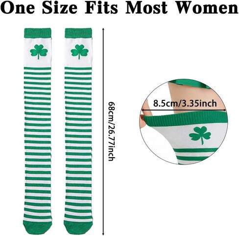 جوارب عالية الفخذ مع نبات النفل الأخضر لجوارب عيد القديس باتريك جوارب عالية الفخذ in Kuwait
