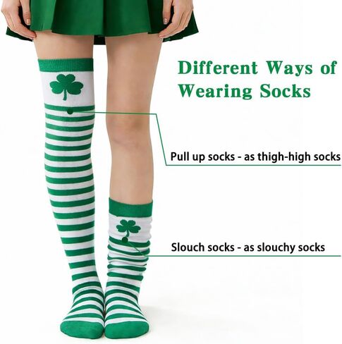 جوارب عالية الفخذ مع نبات النفل الأخضر لجوارب عيد القديس باتريك جوارب عالية الفخذ in Kuwait