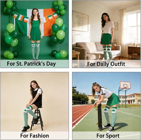 جوارب عالية الفخذ مع نبات النفل الأخضر لجوارب عيد القديس باتريك جوارب عالية الفخذ in Kuwait