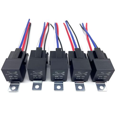 JD1912 Car Relay Harness, 12V 40/30A Automotive 4-pin SPST Relay with Harness Receptacle (Interlocking Harness Receptacle Holder), for Automotive Truck Van Motorcycle Boat -5 Pack in Kuwait