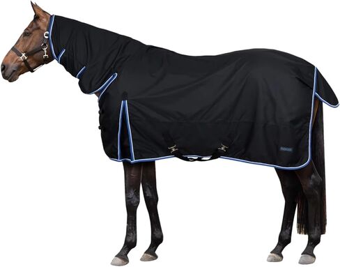 HORZE Glasgow Light Weight Waterproof Combo Turnout Sheet with Neck Cover (No Fill) - Dark Blue - 81 in in Kuwait