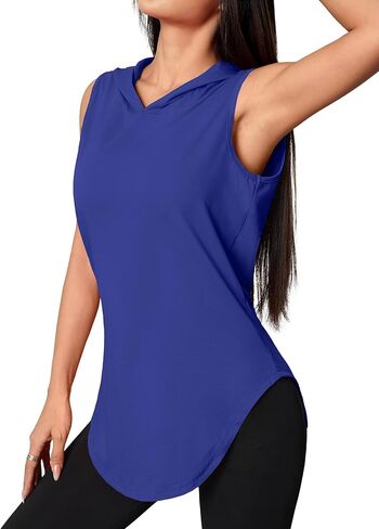 LilyCoco Sleeveless Hoodie Women Workout Tank Tops Gym Yoga Running Athletic Shirts in Saudi Arabia