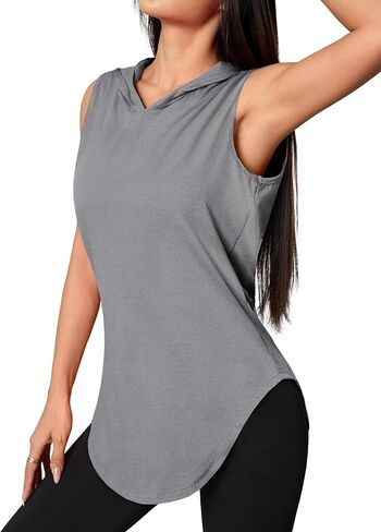 LilyCoco Sleeveless Hoodie Women Workout Tank Tops Gym Yoga Running Athletic Shirts in Saudi Arabia