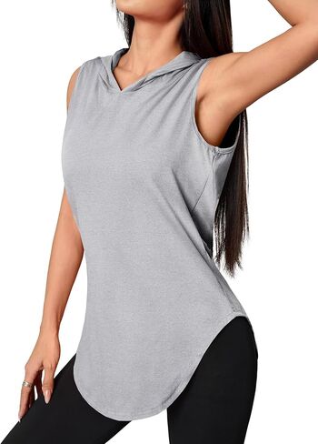 LilyCoco Sleeveless Hoodie Women Workout Tank Tops Gym Yoga Running Athletic Shirts in Saudi Arabia