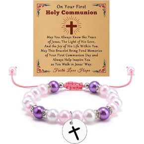Christian Gifts for Women Religious Faith Based Present Beaded Bracelet Keepsake Catholic Baptism First Communion Confirmation Gifts Christmas Birthday Present for Her Mom Sister Jewelry Bracelet in Kuwait