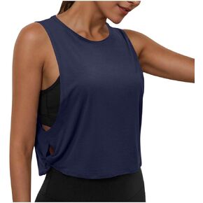 Workout Tops for Women Cropped Yoga Running Tank Top Sleeveless Athletic Shirts Loose Fit Gym Clothes Pilates Outfit in Kuwait