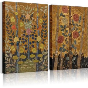 2Pcs Vintage Floral Wall Art Victorian Abstract Rose Wall Decor Moody Botanical Flowers Poster Prints Farmhouse Style Paintings Pictures for Living Room Bedroom Ready to Hang (12x16in Canvas) in Saudi Arabia