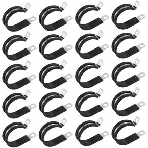 HARFINGTON 20pcs Stainless Steel Cable Clamp 1-9/16" (36mm) Rubber Cushioned Conduit Clamp Wire Holder Strap Clip for Automotive Industrial Marine Household Installation Pipe Wire in Kuwait