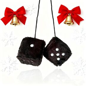 نرد قطيفة غامض لمرآة السيارة، زوج 3 بوصة من النرد الوردي القديم مع نقاط بيضاء، ديكور داخلي للسيارة معلق (وردي) in Kuwait