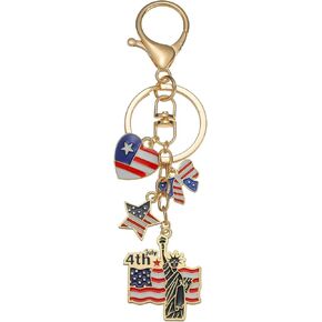 4th of July Independence Day Statue of Liberty American Flag Keychains for Women Men Car Key Ring Bag Purse Accessories in Kuwait