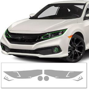طقم تظليل المصابيح الأمامية ومصابيح الضباب المقطوعة مسبقًا المتوافقة مع Honda Civic 2016-2021 | غلاف غلاف من الفينيل PPF قابل للتمدد بدقة (دخان خفيف) in Kuwait