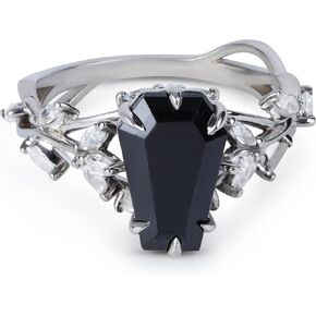 Coffin Cut Black Moissanite Ring 925 Sterling Silver Dark Macabre Gothic Engagement Wedding Statement Womens Ring Goth Jewelry Size 4 to 10 in Kuwait