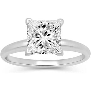 مجوهرات باريس خاتم زفاف دائري من الذهب الأبيض عيار 18 قيراط | خاتم مطلي مويسانيتي 4 قيراط | هدية للنساء in Kuwait