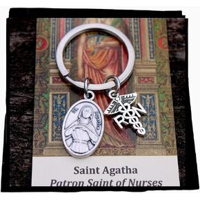Saint Agatha Key Chain, Patron Saint of Nurses, RN Gift in Kuwait