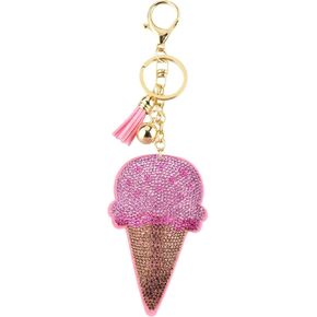Cute Ice Cream Bling Keychain for Women, Sparkly Rhinestone Keychain Bag Charm, Crystal Keyring, Purse Accessory Gift in Kuwait