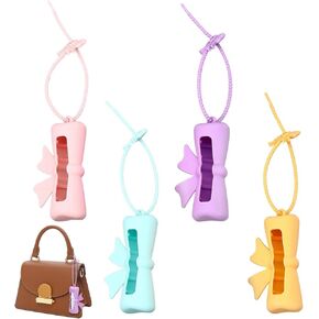 4 قطع حامل مرطب شفاه لطيف على شكل كوب جيب بلسم الشفاه حامل سلسلة مفاتيح من السيليكون حافظة واقية سلسلة مفاتيح للنساء in Kuwait